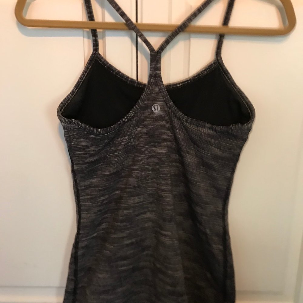 Lululemon Power Y Tank Size 6 Black/Cream Stripe